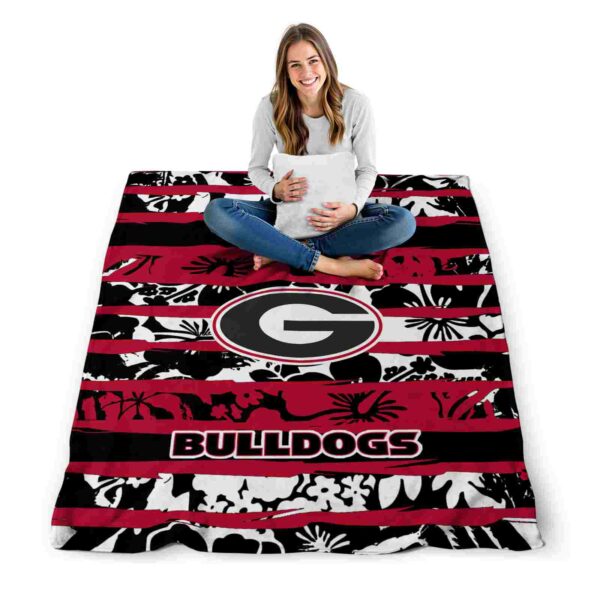 custom georgia bulldogs floral stripes red white blanket high quality