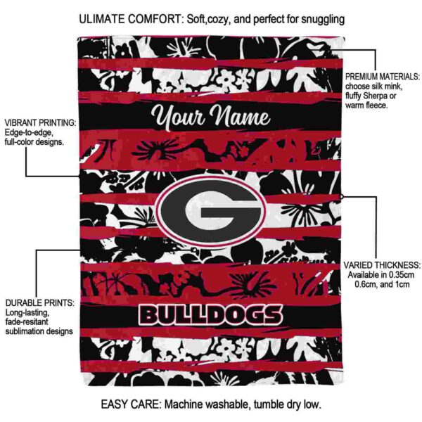 custom georgia bulldogs floral stripes red white blanket new arrival