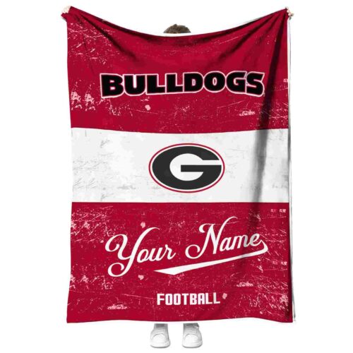 custom georgia bulldogs grunge texture red white blanket best selling