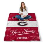 custom georgia bulldogs grunge texture red white blanket high quality