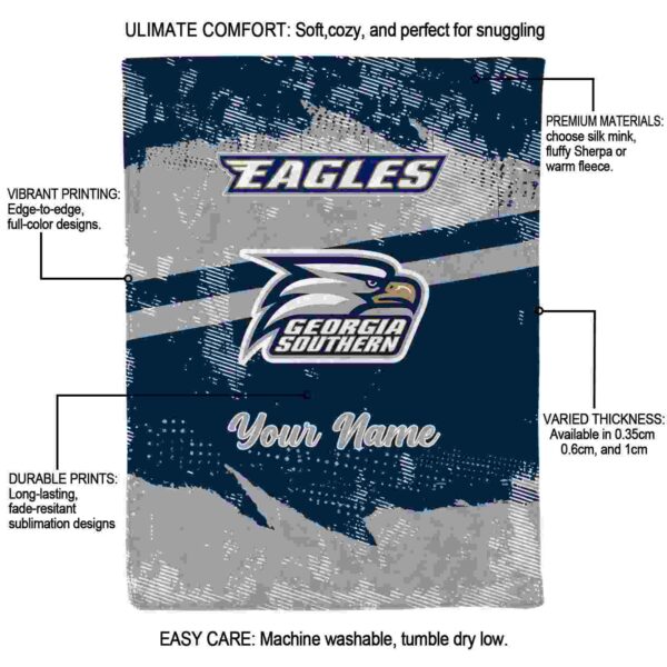 custom georgia southern eagles grunge streaks blue blanket new arrival