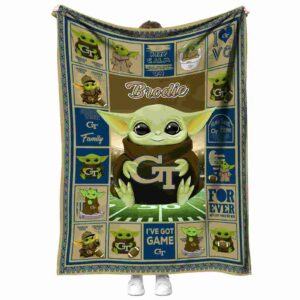 custom georgia tech yellow jackets baby yoda gold blanket best selling