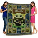 custom georgia tech yellow jackets baby yoda gold blanket best selling