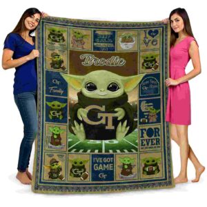 custom georgia tech yellow jackets baby yoda gold blanket fashion forward