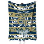 custom georgia tech yellow jackets floral stripes gold white blanket best selling