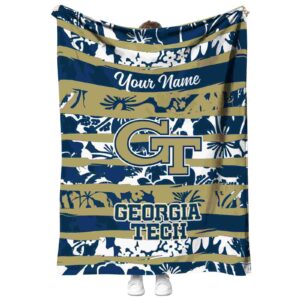 custom georgia tech yellow jackets floral stripes gold white blanket best selling