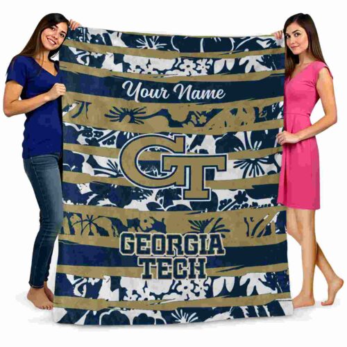 custom georgia tech yellow jackets floral stripes gold white blanket fashion forward