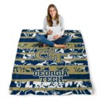 custom georgia tech yellow jackets floral stripes gold white blanket high quality