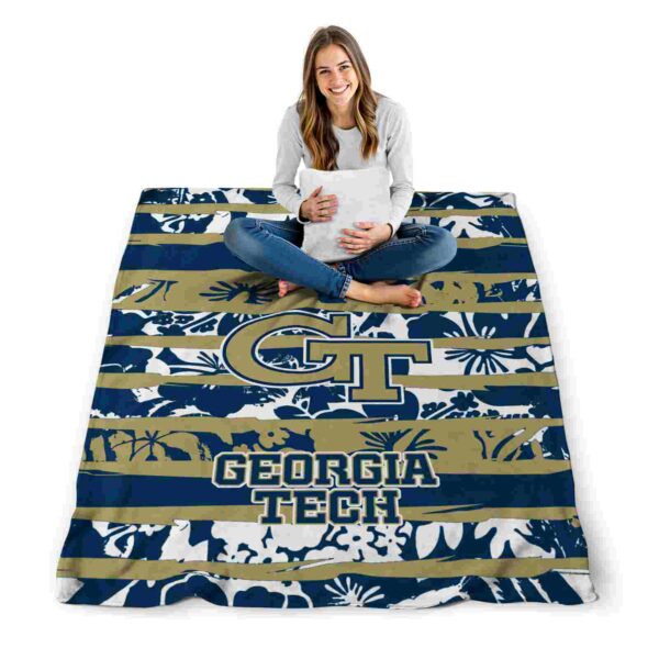 custom georgia tech yellow jackets floral stripes gold white blanket high quality