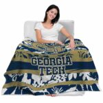 custom georgia tech yellow jackets floral stripes gold white blanket latest model