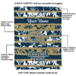 custom georgia tech yellow jackets floral stripes gold white blanket new arrival