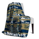 custom georgia tech yellow jackets floral stripes gold white blanket top rated