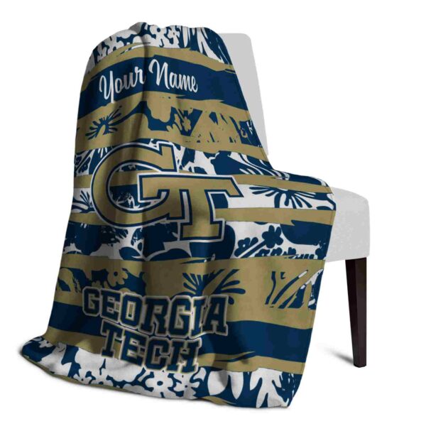 custom georgia tech yellow jackets floral stripes gold white blanket top rated
