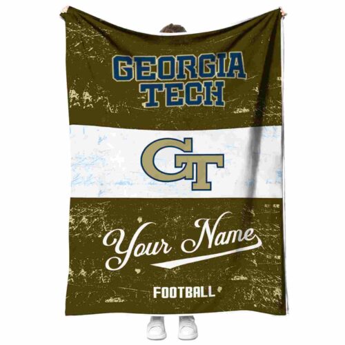 custom georgia tech yellow jackets grunge texture gold white blanket best selling
