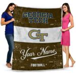 custom georgia tech yellow jackets grunge texture gold white blanket best selling