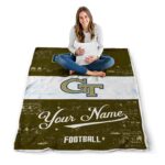 custom georgia tech yellow jackets grunge texture gold white blanket best selling