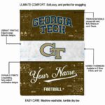 custom georgia tech yellow jackets grunge texture gold white blanket best selling