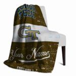 custom georgia tech yellow jackets grunge texture gold white blanket best selling