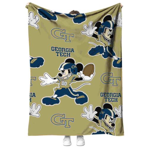 custom georgia tech yellow jackets mickey gold blanket best selling