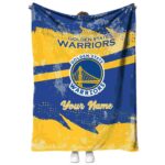custom golden state warriors grunge streaks blue blanket best selling