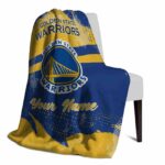 custom golden state warriors grunge streaks blue blanket best selling