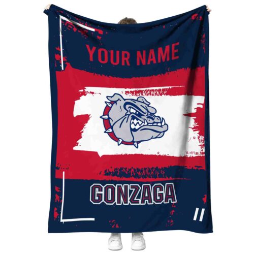 custom gonzaga bulldogs paint strokes blue white blanket best selling