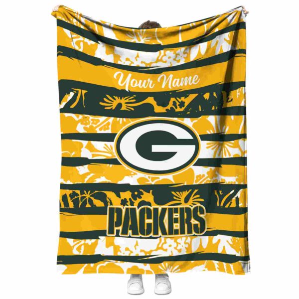 custom green bay packers floral stripes green white blanket best selling