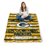 custom green bay packers floral stripes green white blanket high quality