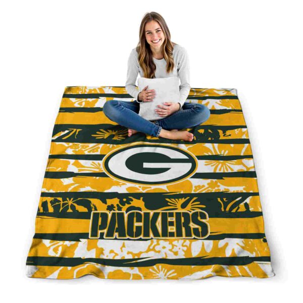 custom green bay packers floral stripes green white blanket high quality
