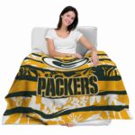 custom green bay packers floral stripes green white blanket latest model