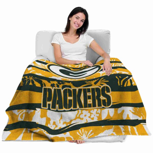 custom green bay packers floral stripes green white blanket latest model