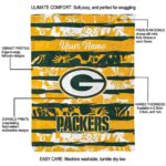 custom green bay packers floral stripes green white blanket new arrival