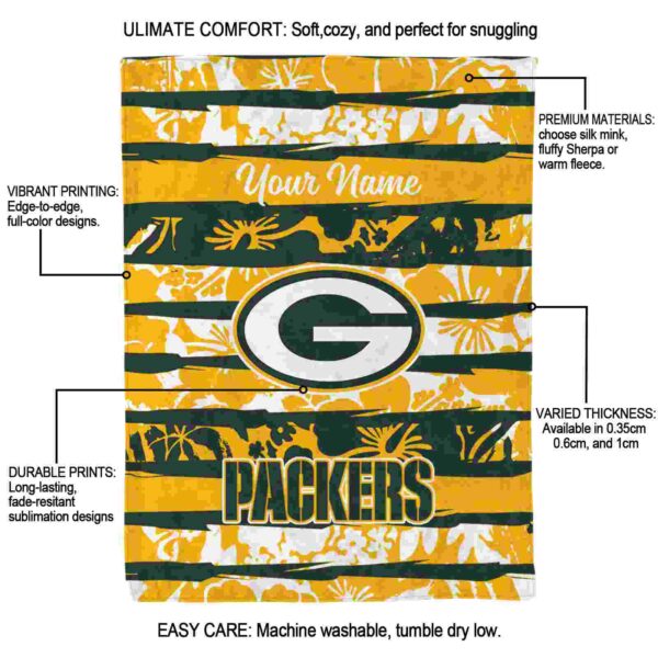 custom green bay packers floral stripes green white blanket new arrival