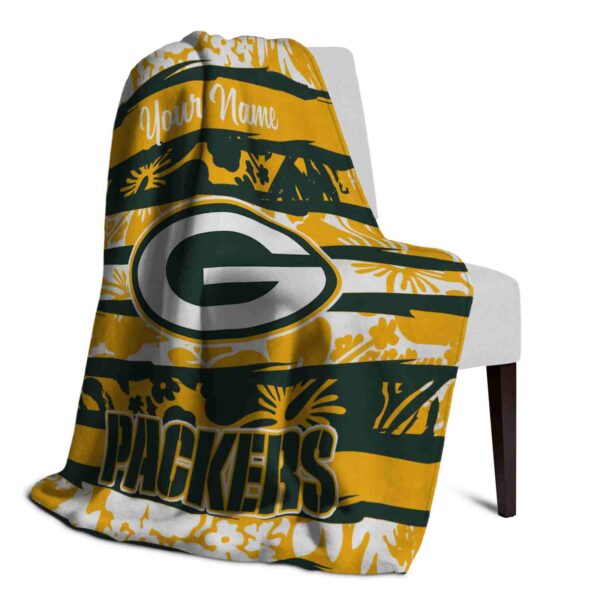 custom green bay packers floral stripes green white blanket top rated