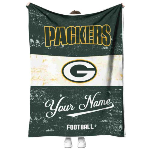 custom green bay packers grunge texture green white blanket best selling