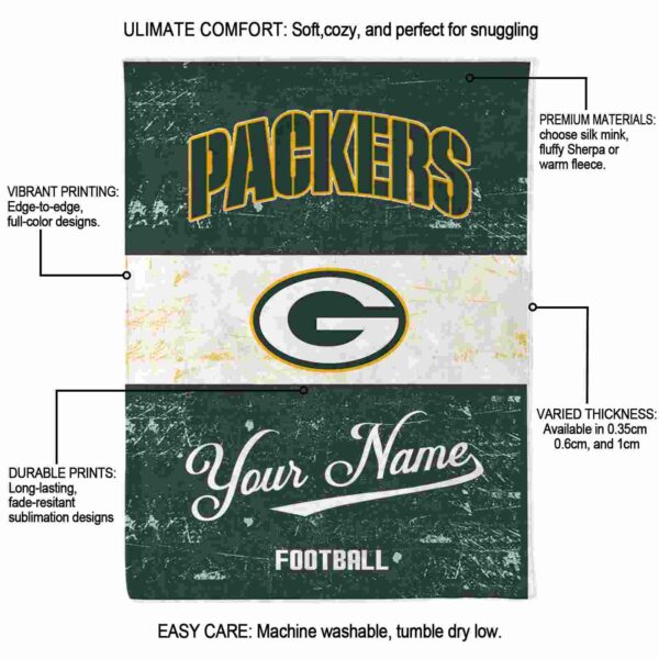 custom green bay packers grunge texture green white blanket new arrival