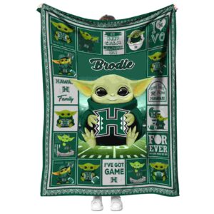 custom hawaii rainbow warriors baby yoda green blanket best selling