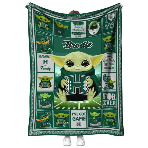 custom hawaii rainbow warriors baby yoda green blanket best selling
