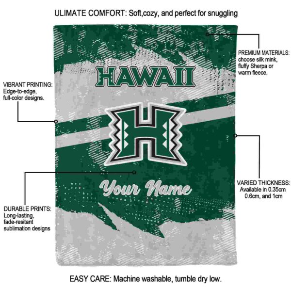 custom hawaii rainbow warriors grunge streaks green blanket new arrival