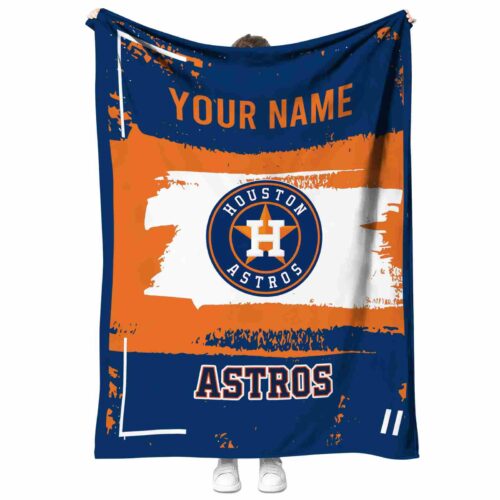 custom houston astros paint strokes blue white blanket best selling