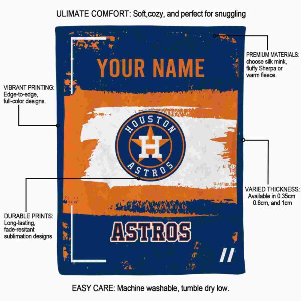 custom houston astros paint strokes blue white blanket new arrival