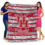 custom houston cougars floral stripes red white blanket best selling