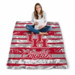 custom houston cougars floral stripes red white blanket best selling
