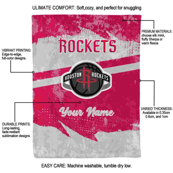 custom houston rockets grunge streaks red blanket new arrival