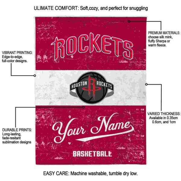 custom houston rockets grunge texture red white blanket new arrival