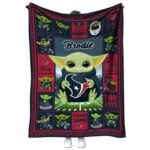 custom houston texans baby yoda blue blanket best selling