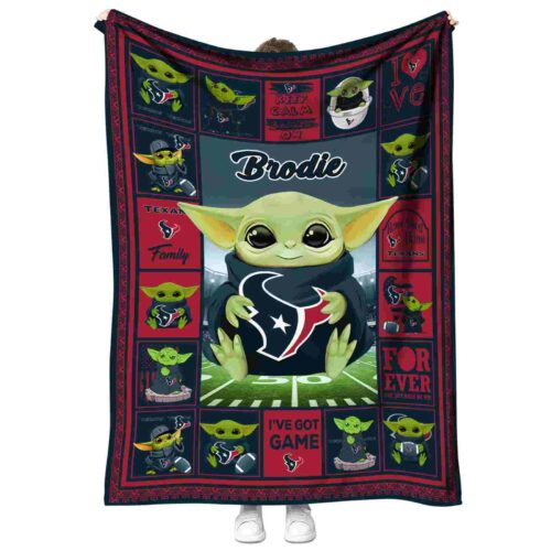 custom houston texans baby yoda blue blanket best selling