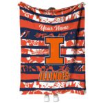 Custom Illinois Fighting Illini Floral Stripes Blue White Blanket 1 custom illinois fighting illini floral stripes blue white blanket best selling