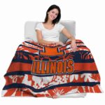 custom illinois fighting illini floral stripes blue white blanket best selling