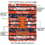 custom illinois fighting illini floral stripes blue white blanket best selling